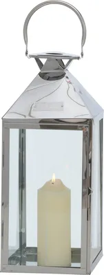 Produktbild von Lucerna - strieborno-sivá - nerezová oceľ - sklo - 18 x 41 cm - s rukoväťou