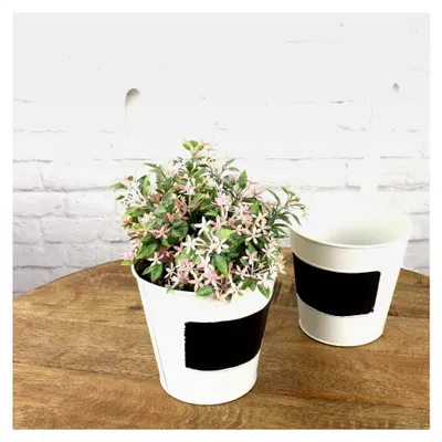 Produktbild von Hängender Blumentopf 2er Set Metall Weiß Shabby