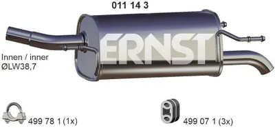 Produktbild von ERNST 011143 Endschalldämpfer für OPEL Corsa C Schrägheck (X01) Auspuff
