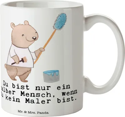 Produktbild von Mr. & Mrs. Panda Pott Maler Herz - Weiß - Geschenk, Teepott, Lustig, Malermeister, Kaffeebecher, Kaffeetasse, Becher, Malerbetrieb, Bedruckte Tasse, Spruch, schöne