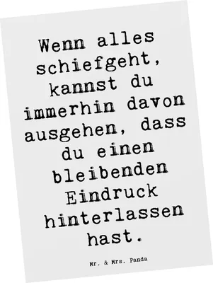 Produktbild von Mr. & Mrs. Panda Postkarte Spruch Trost und Eindruck - Weiß - Geschenk, Zitat, Ansichtskarte, Motivation, Ansichtskarten, bildkarte, schiefgehen, Hoffnung, bleibender
