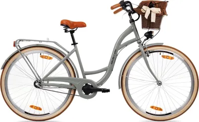 Produktbild von Goetze Style 28 Zoll City Bike, 18 Zoll Stahl Tiefeinsteiger, 3-Gang Shimano Nexus, Rücktrittbremse & V-Brake , LED-Beleuchtung, Rattankorb