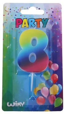 Zdjęcie produktu dla Świeczka Party Numer 8 Tęcza