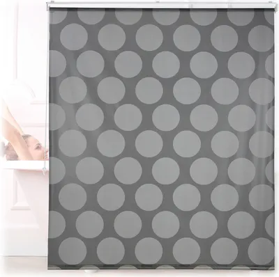 Produktbild von Relaxdays Duschrollo, 140x240 cm, Seilzugrollo für Dusche & Badewanne, Badrollo wasserabweisend, Decke & Fenster, grau