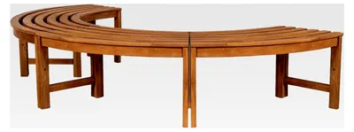 Produktbild von Halbrunde Baumbank ohne Rückenlehne I 180 Grad Gartenbank Durchmesser 250 cm I Sitzbank aus massivem und wetterfestem Teakholz, Farbe: Teak