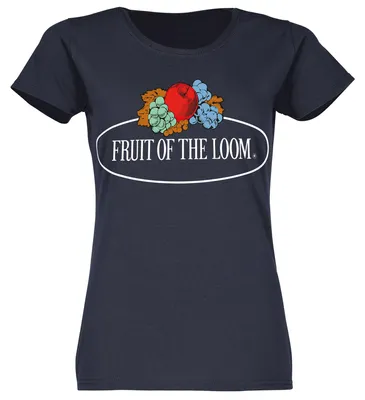 Produktbild von Fruit of the Loom Damen T-Shirt mit großem Vintage-Logo Farbe: deep navy Größe: S