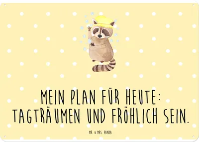 Produktbild von Mr. & Mrs. Panda tafel Waschbär DIN A4 - Gelb Pastell - Geschenk, Seifenblasen, wandtafel, Lustige Sprüche, Magnetschild, Blechschild, Schild, Waschen, Fröhlich, Wandbild