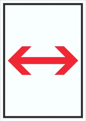 Produktbild von Richtungspfeil rechts links Schild hochkant rot weiss schwarz Pfeil A3 Rückseite selbstklebend