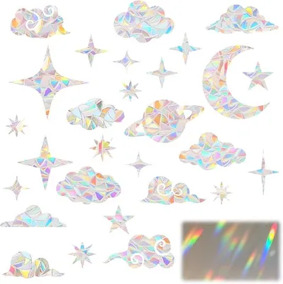 Produktbild von Fenstersticker - Vogelschutz Fensteraufkleber - Bunt - Statisch haftend - Glassticker - Regenbogen Prisma Effekt - Dekorativ irisierend - 28 Stš¹ck