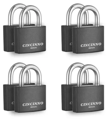 Zdjęcie produktu dla Zestaw 8 aluminiowych kłódek z kluczami, przeznaczonych do użytku na zewnątrz