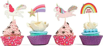 Obrázok produktu pre Košíčky na muffiny a zápichy Unicorn 24ks zápichov 24 košíčkov - Cakesicq