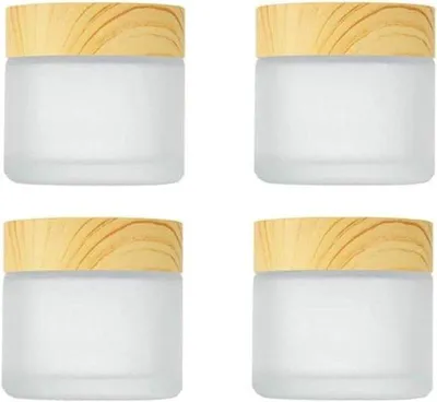 Produktbild von Grüne Glasbehälter mit Holzdeckel 30ml Kosmetik