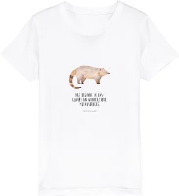 Produktbild von Mr. & Mrs. Panda Kleinkinder T-Shirt Nasenbaer 12-14 Jahre (152/164) - Weiß - Geschenk, Bio Kinder, Lustige Sprüche, Bär, Teenager, Kurzarm, Nasenbär, Rüsselbär