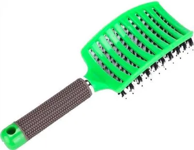Image de Brosse à cheveux en plastique, verte, ergonomique, pour le coiffage