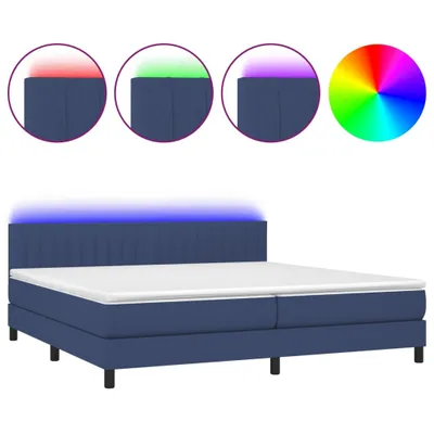Produktbild von vidaXL Boxspringbett mit Matratze & LED Blau 200x200 cm Stoff