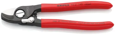 Produktbild von KNIPEX 95 21 165 Kabelschere mit Öffnungsfeder mit Kunststoff überzogen brüniert 165 mm