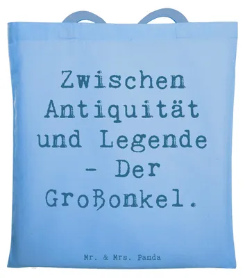 Produktbild von Mr. & Mrs. Panda Tote Bag Spruch Großonkel Legenden - Sky Blue - Geschenk, Mystik, Tasche, Beutel, Familie, Tragetasche, Familienältester, Liebe, Uni, Familientradition