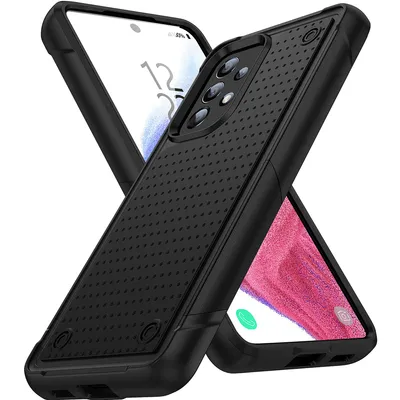 Immagine prodotto di Custodia per Samsung Galaxy A53 5G, qualità militare, custodia ibrida antiurto 2in1 in PC rigido e TPU morbido nero