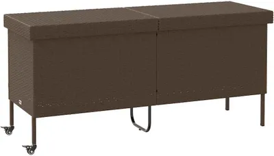 Zdjęcie produktu dla Skrzynia ogrodowa z kółkami, brązowa,160x55x75 cm, polirattan