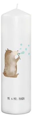 Produktbild von Mr. & Mrs. Panda Stumpenkerze Bär Seifenblasen 29 x 8 cm XL - Weiß - Geschenk, Erinnerungskerze, Wachskerze, Lustig Sein Glücklich Traurig Happy, Erinnerungslicht, Kerze