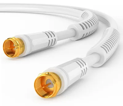 Produktbild von hb-digital 7,5m SAT Kabel 110dB 4-fach geschirmt mit 2x F-Stecker vergoldet und Ferritkern weiss