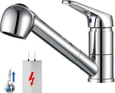 Produktbild von Auralum Niederdruck Küchenarmatur Wasserhahn Küche ausziehbar 360° drehbar Spültischarmatur mit Brause, Edelstahl Küchenwasserhahn, Chrom