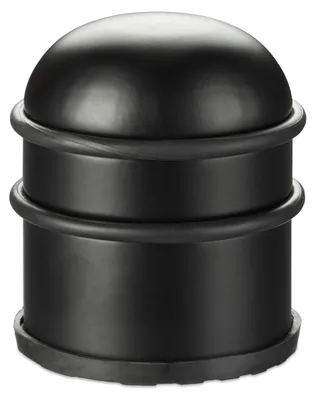Produktbild von Relaxdays Türstopper, für Türen & Fenster, aus Edelstahl & Gummi, hoch & rund, innen, Bodenpuffer, ∅ 7 cm, schwarz
