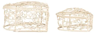Produktbild von Clayre & Eef Aufbewahrungskorb 2er Set 10X10X6 / 8X8X5 cm Weiß Metall