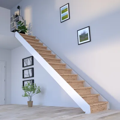 Produktbild von Stahltreppe KOS in weiß (Eiche Rustik geölt) ohne Geländer und 8 Stufen