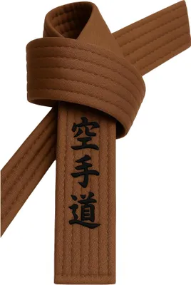 Produktbild von Karategürtel Braun bestickt - Karate Do Schriftzeichen japanisch - Braungurt mit Kanji Bestickung - 240 cm Länge