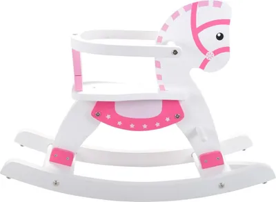 Produktbild von Bandits & Angels Schaukelpferd Weiß Rosa mit abnehmbarer Halterung ab 1 Jahr - Sitzhöhe 28 cm - Holzschaukelpferd - Für Jungen und Mädchen - Schaukeltier