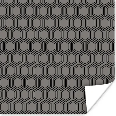 Produktbild von MuchoWow® Poster Schwarz - Muster - Sechseck 50x50 cm - Wohnzimmerdekoration