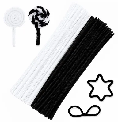 Pfeifenreiniger 110 Stück, schwarz-weiß, 30 cm x 6 mm, Chenillestangen