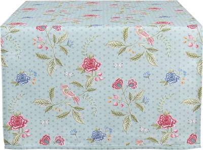 Zdjęcie produktu dla Bieżnik stołowy bawełniany, wzór kwiatowy, 50x140 cm, kolor niebieski, Clayre & Eef, model BLW64