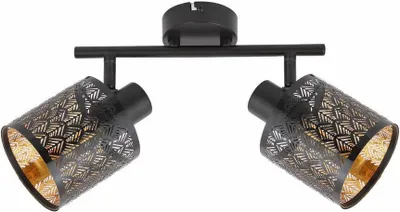Zdjęcie produktu dla Lampa sufitowa czarna dwa ozdobne klosze Tuluza 2xE14 40W REA840502-02 Reality