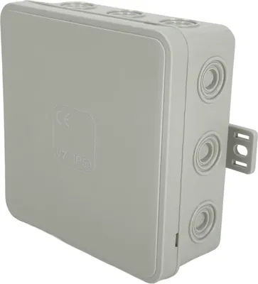 Produktbild von Flexible Aufputz-Abzweigdose 100x100x41mm IP54 12 Klick-Kabeleinführungen mit Ausbrechöffnungen grau V7 EDO777919 EDO Technic