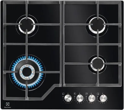 Zdjęcie produktu dla Electrolux KGG64362K Płyta gazowa do zabudowy, 4 palniki, czarna
