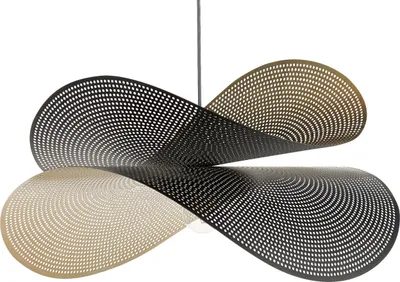 Obrázok produktu pre BELIANI Závesná lampa čierna zlatá železo kov zaoblené perforované tienidlo nepravidelný tvar moderný glamour štýl obývačka jedáleň