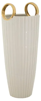 Zdjęcie produktu dla Wazon o Ferretti, seria Vaso, średnica 18 cm, wysokość 45 cm, kolor: biały złoty