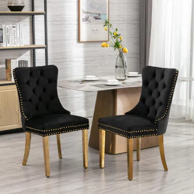 Immagine prodotto di Set di 2 sedie da pranzo - Sedie - Sedie per sala da pranzo - Sedie imbottite - Rivestimento nero