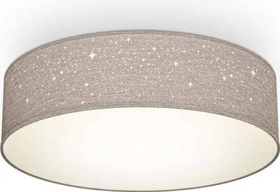 Image de B.K.Licht plafonnier tissu taupe avecReproduction étoile, éclairage plafond chambre, salon, salle à manger, 2 douilles E27 pour ampoules de 40W max, Ø38cm