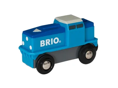 Produktbild von BRIO Frachtlok Eisenbahn, batteriebetrieben, Holz, Kunststoff, Metall, blau-weißes Design, L 88mm B 35mm H 48mm, ab 3 Jahren, Magnetverbindung, Antipp-Funktion