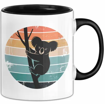 Produktbild von Retro Koala Tierliebhaber Tasse Geschenk Lustige Geschenkidee Spruch (Schwarz)