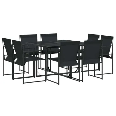 Produktbild von vidaXL 9-tlg. Garten-Essgruppe Schwarz Textilene