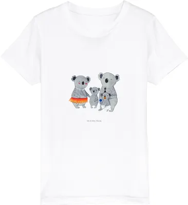 Produktbild von Mr. & Mrs. Panda Kleinkinder T-Shirt Koala Familie 5-6 Jahre (110/116) - Weiß - Geschenk, Muttertag, Kinder, Öko, Mädchen, Koalas, Baumwollshirt, Teenager, Kindershirt
