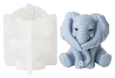 Produktbild von 3D Elefant Silikonform für Kerzen, Seife, Kuchen, Fondant, Schokolade, Sojawachs