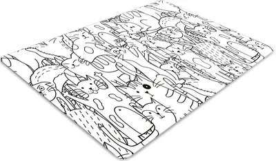 Produktbild von Stuhlunterlage Bürostuhlunterlage 120 cm x 90 cm Bodenmatte Bürostuhlunterlage - Doodle-Art-Katzen