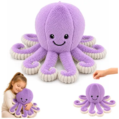 Image de Peluche Poulpe Peluche Doudou Avec Tentacules Elastiques Violet 50 Cm