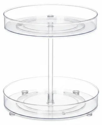 Obrázok produktu pre Relaxdays Otočný tanier, 2-poschodový, Ø 27 cm, otočný, otočný tanier do chladničky, na kozmetiku a koreniny, okrúhly, priehľadný