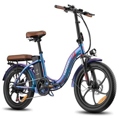 Image de F20 Pro - Vélo électrique pliable - Moteur 250 W - Batterie au lithium 36 V 20 Ah - Autonomie jusqu'à 100 km - Pneus Fatbike de 50 cm - Bleu Aurora